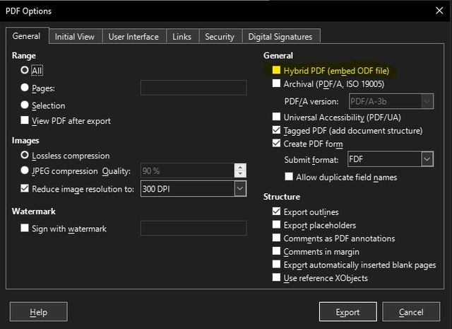 Hybride PDF-Datei in LibreOffice erstellen